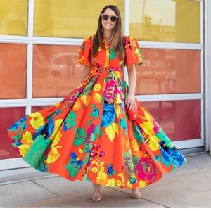 Christopher John Rogers Vibrant Floral Maxi Dress